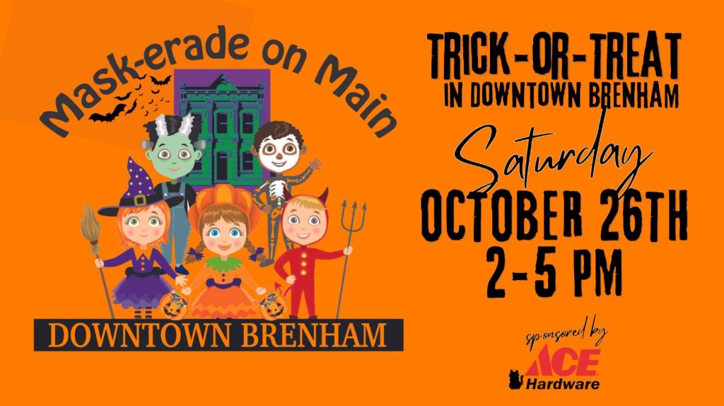 Animated children wearing different holloween costumes with a creepy historic building in the background